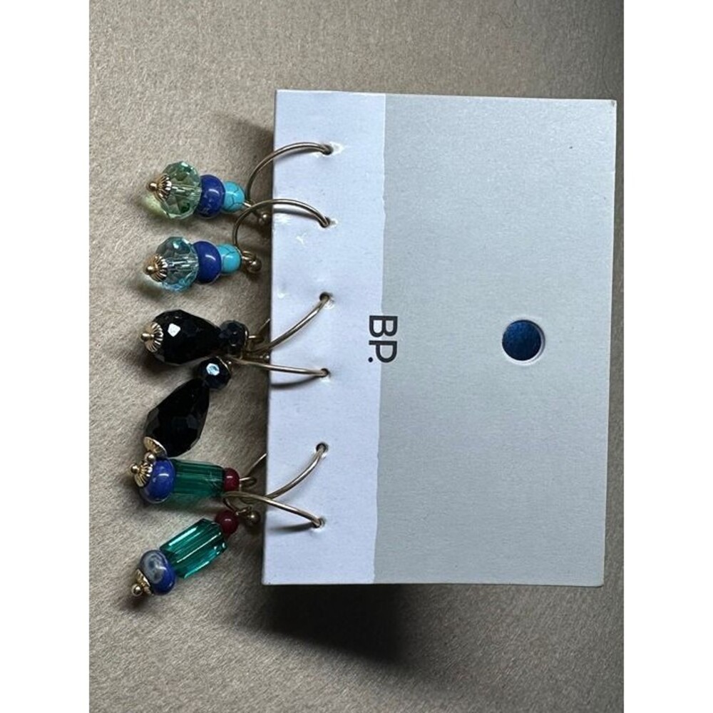 BP. 3-Pair Beaded Dangle Earrings Set Crystal Onyx Multicolor NWT New Boho